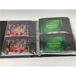 Seventy-five Royal Mail book of stamps, including 'The Story of Beatrix Potter', 'Microcosmos', 'Across The Universe', 'A Perfect Coronation', 'The Bronte Sisters', 'Battle of Trafalgar Death of Nelson' etc, housed in a ring binder album