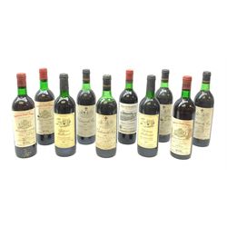 Mixed red wines including four bottles of Chateau du Roy 1979 Puisseguin St Emilion (one with broken seal), 75cl, three bottles of Chateau Saint Pierre St. Julien-Beychevelle 1973 Medoc, 73cl, two bottles of Chateau Malbernat Pecharmant 1986, 75cl, 11.5%vol etc, various contents and proofs, 10 bottles