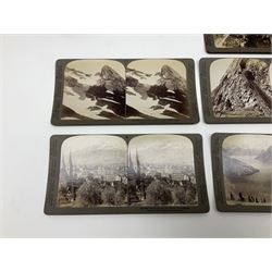 Stereoscope viewer and box of stereoscopic views of Switzerland cards, by Underwood & Underwood 