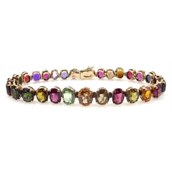  9ct rose gold (tested) multi gemstone bracelet including citrine, amethyst, garnet  