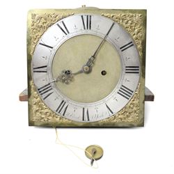 18th century longcase clock eight day movement with  an earlier brass dial and 30 hour cha...