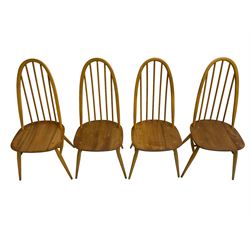Ercol - set of four blonde elm and beech 'Quaker Back Windsor Dining Chairs', with high hoop and stick backs