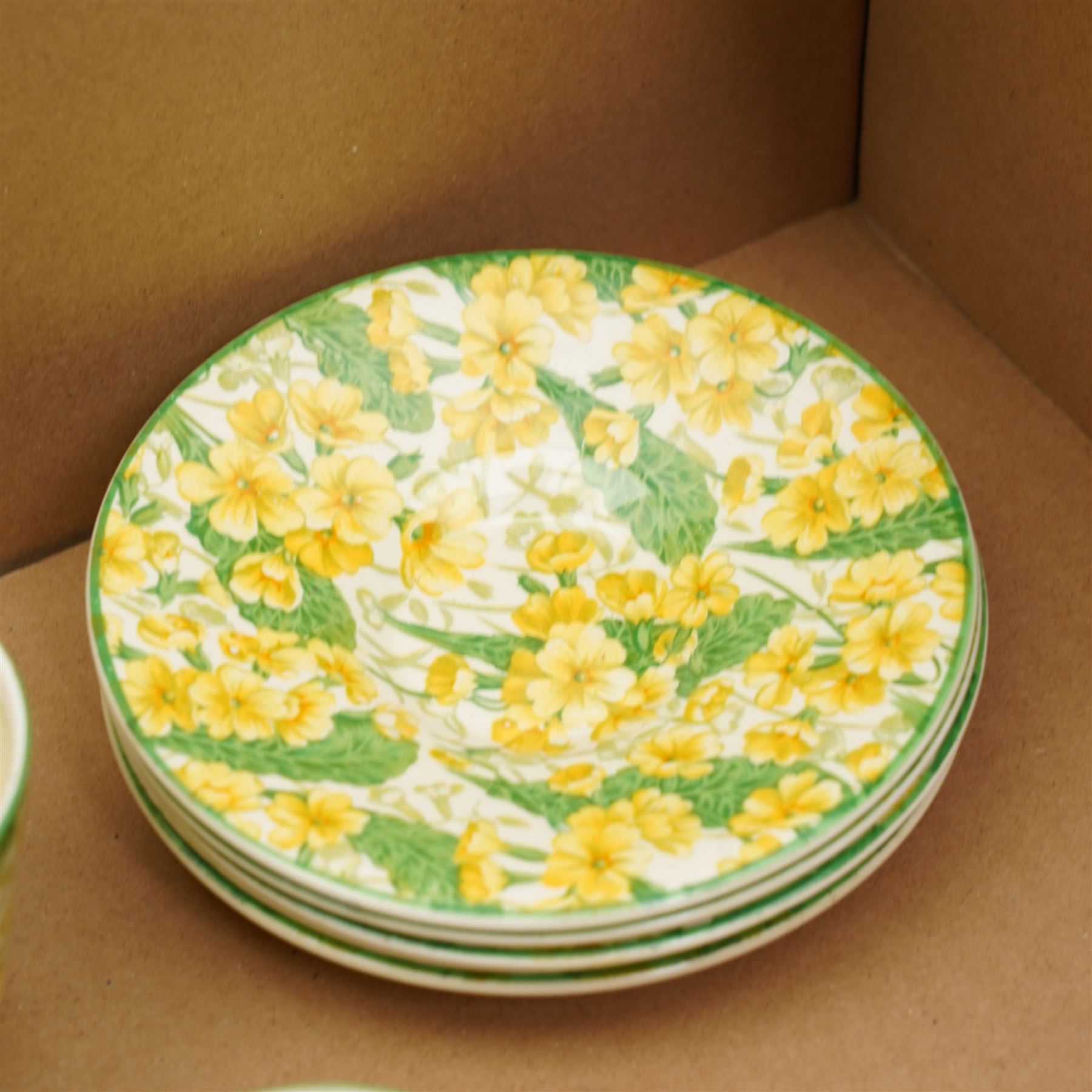 Art Deco Crown Ducal Chintz ware part coffee service, with pot lacking cover, six cups and five saucers etc