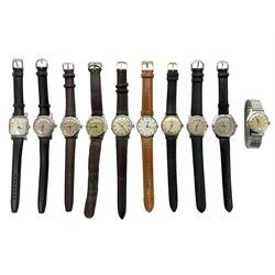 Paul Buhre RotoDato 21 jewels automatic wristwatch and nine manual wind wristwatches including Movado, Sterling, Visconte, Roamer, Avia and Ultra