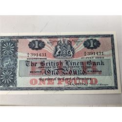 Four The British Linen Bank one pound notes, all 1st July 1963 A/4, '391430', '391431', '391432' and '391433'