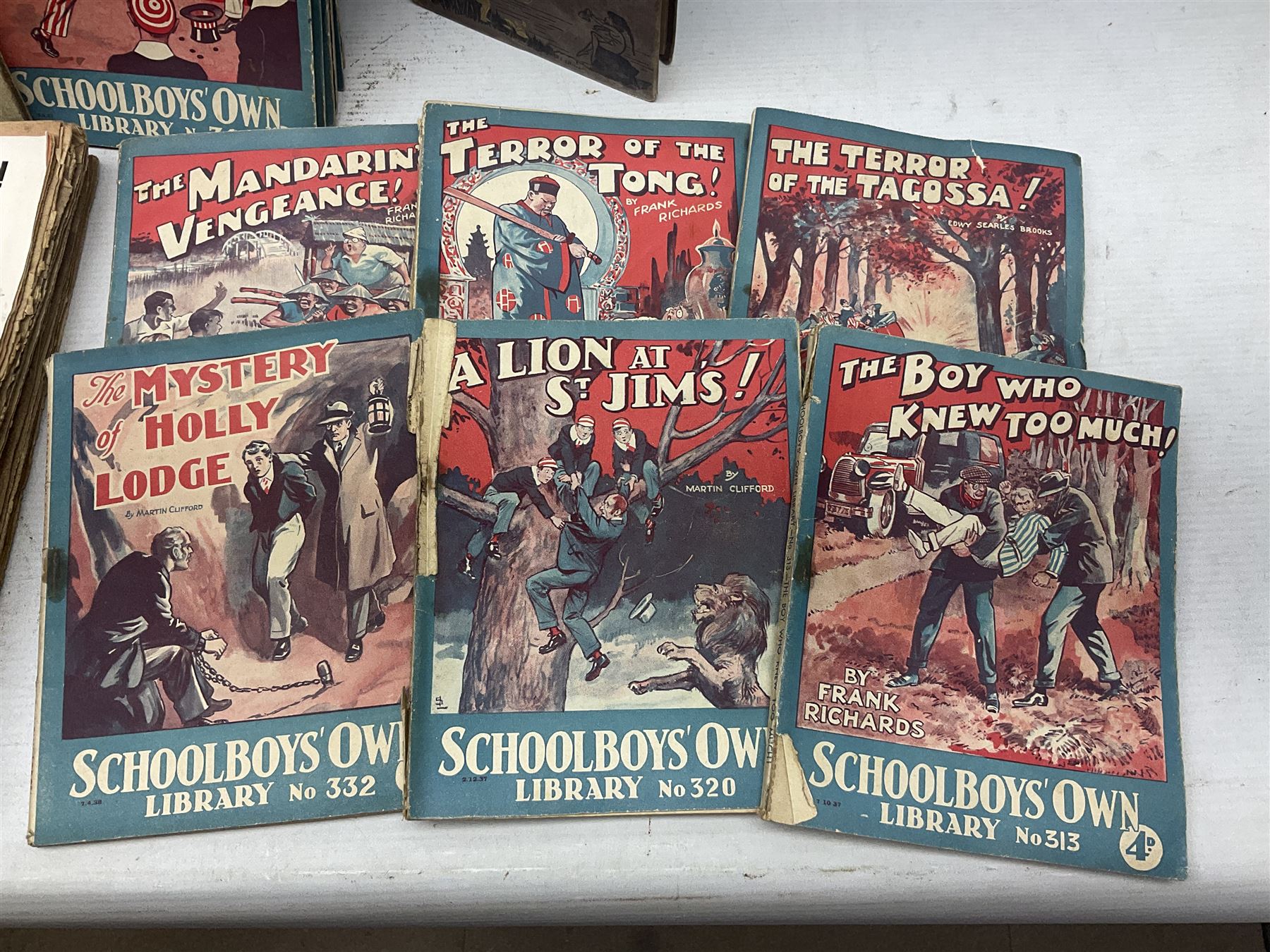 1930s Glevum Series boxed set of 'Coloured and Polished Building Bricks' with instructions; and quantity of 19th century and later children's books including The Fairy-Land of Science by Arabella B. Buckley. 1879; The Wonder Gift Book for Children 1933; The Greyfriars Holiday Annual 1938; The Willie Waddle Book 1933; twelve editions of School Boys Own Library 1937/8; Rainbow Annual 1952 etc