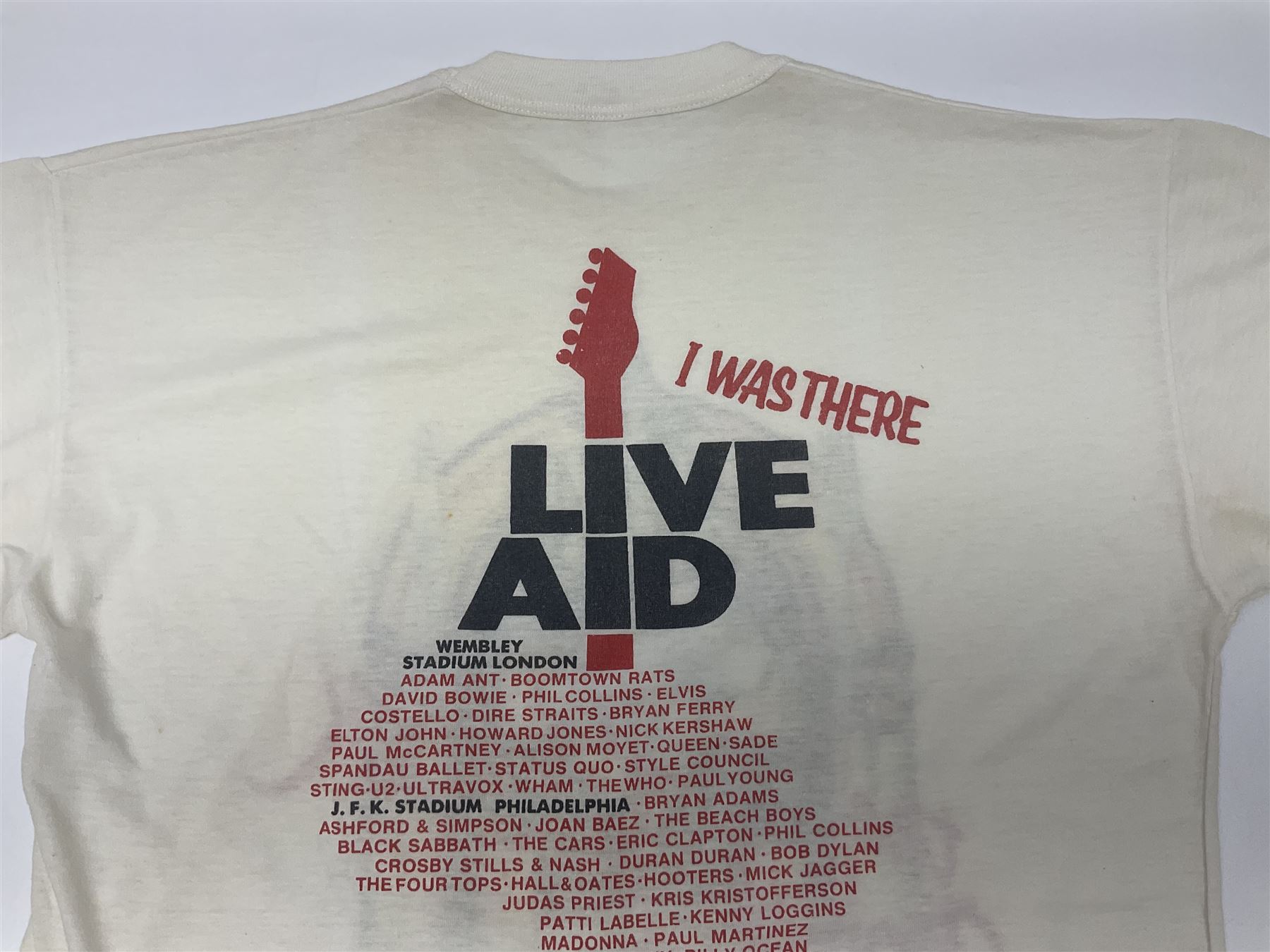 Live Aid memorabilia 13th July 1985 Wembley Stadium - Official Programme with ticket; and The Global Juke Box T-shirt