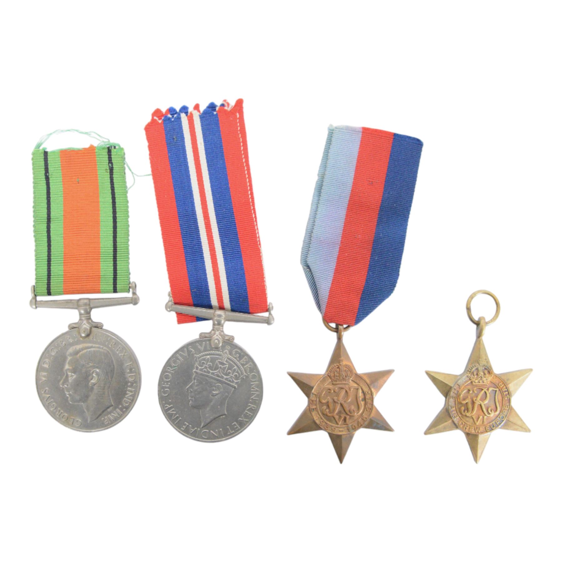 WWII medal group, War medal, Defence medal, 1939-45 star and Air Crew Europe star,  with box of issue 