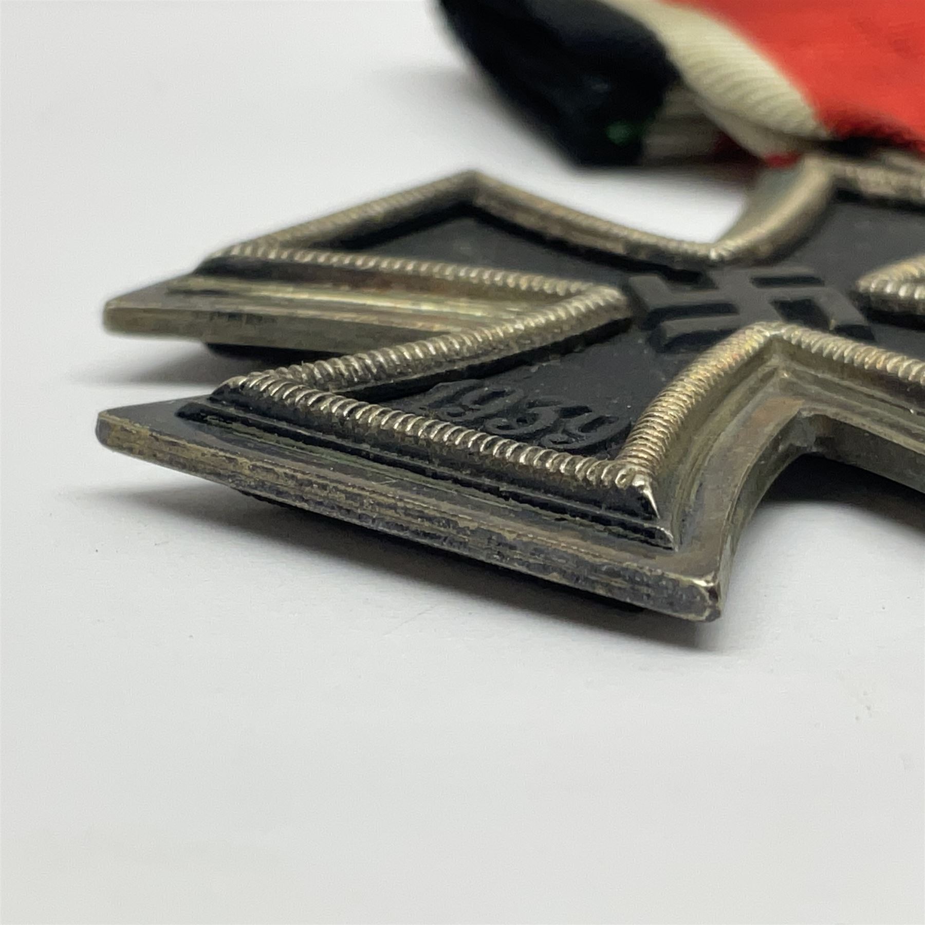 WWII German Iron Cross 2nd Class with ribbon; WWI German Wuerttemberg Medal with ribbon; and Day Badge for 1934 marked Reichsverband Pforzheim32 (3)