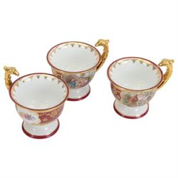 Vienna porcelain cabaret service for four, comprising tray, teapot, covered sucrier, milk jug, cups and saucers 