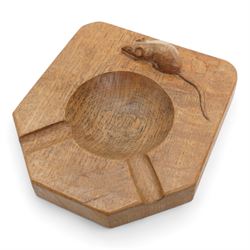 Mouseman - unusually large oak ashtray, 