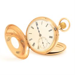 Victorian 9ct gold half hunter keyless lever presentation pocket watch by W. Margrett Here...