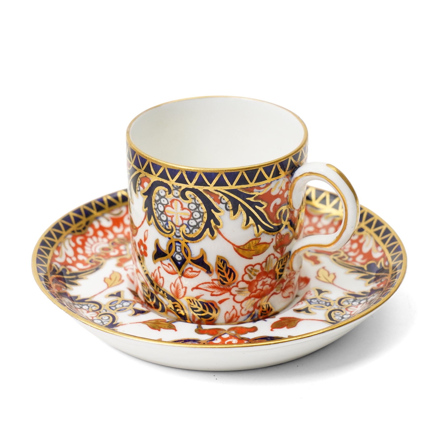 Six Royal Crown Derby coffee cans and saucers, pattern 383, together with six Aynsley coffee cans and saucers