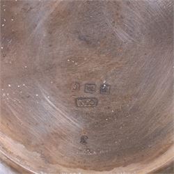 Mid 20th century silver powder compact, of circular form with engine turned decoration and engraved initials to interior, hallmarked, together with a pair of silver cufflinks, gold on silver cufflinks and tie clip, 15ct gold stick pin set with rose cut diamond, mirror D6.5cm