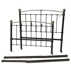 Victorian wrought metal and brass 4' 6'' double bedstead