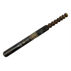 City of Hull Police - Victorian painted ebonised truncheon with Royal crest, Victoria cypher, 'City of Hull' and 1864 L43cm  