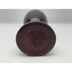 19th century large treen turned hardwood goblet, upon double knopped stem and circular foot, H23.5cm 