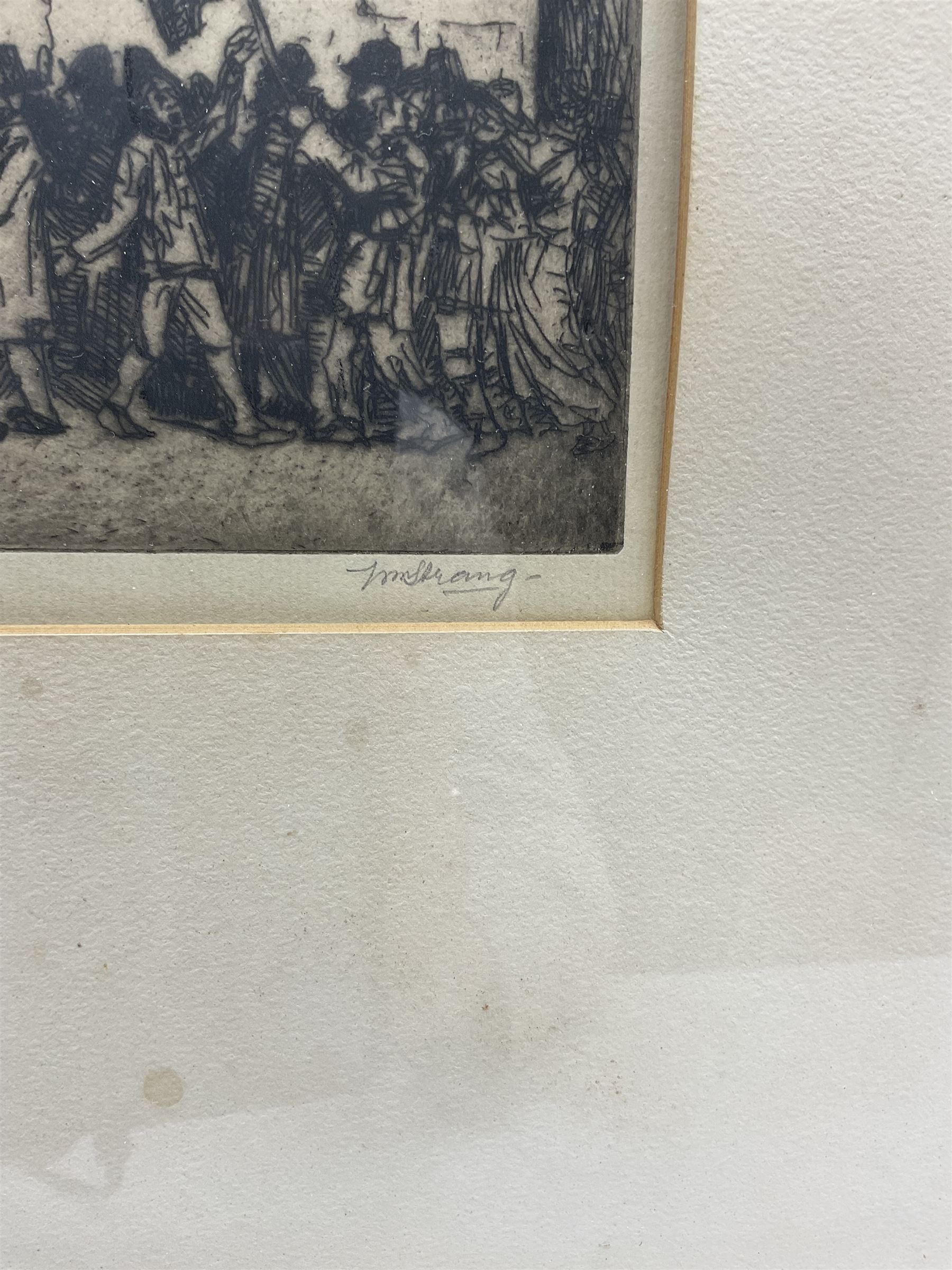 William Strang (Scottish 1859-1921): 'The Colonnade', drypoint etching c.1914 signed in pencil 51cm x 41cm