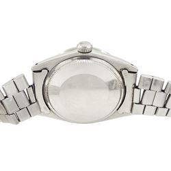 Rolex Oyster Perpetual Date gentleman's stainless steel automatic wristwatch, Ref. 1501, serial No. 2365486, circa 1970, silvered dial with baton hour markers, on stainless steel Oyster bracelet, with fold-over clasp