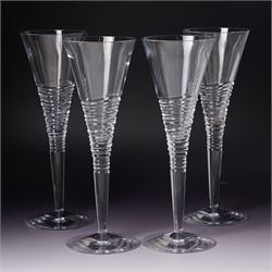 Jasper Conran for Stuart - four 'Strata' champagne flutes H26cm