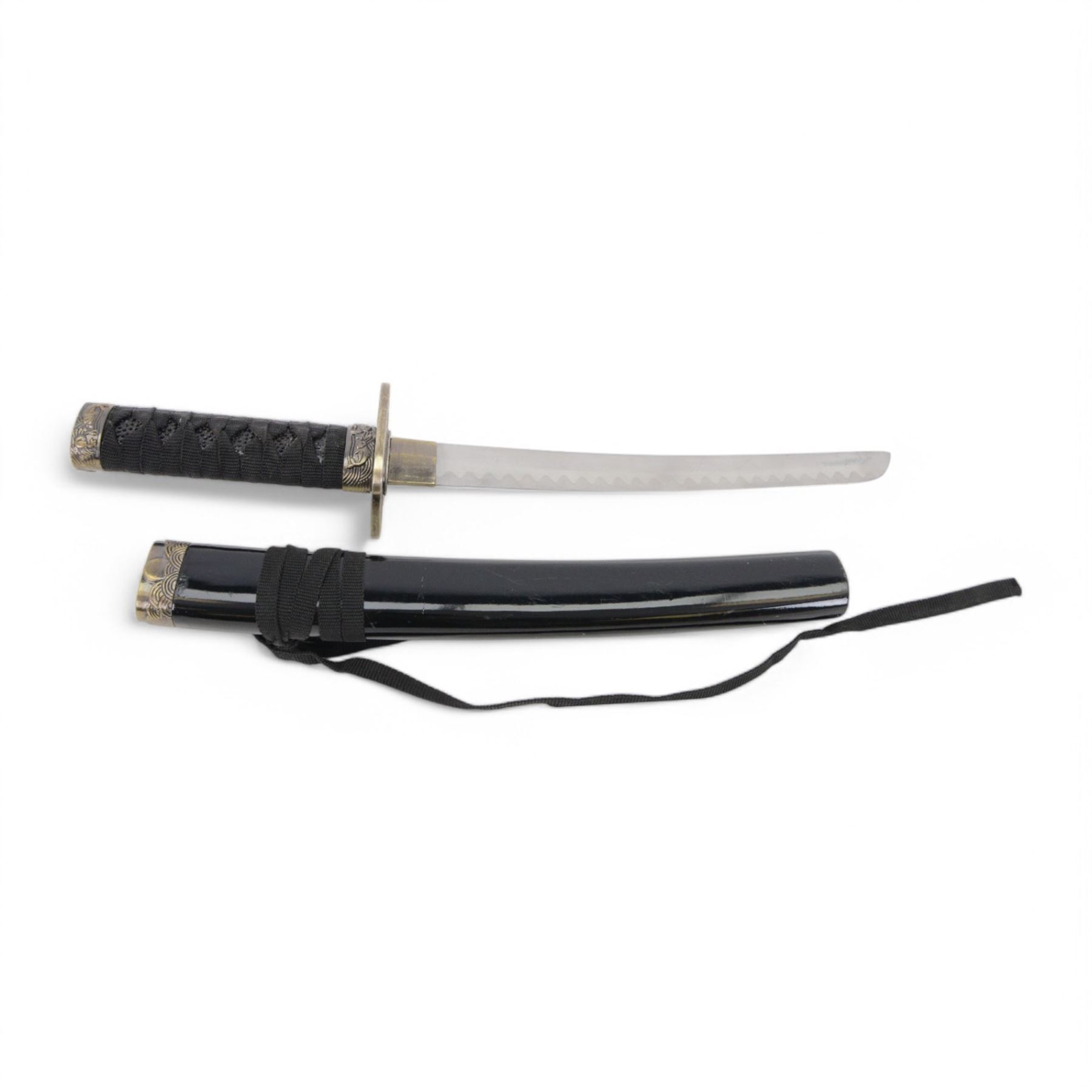  Ancient Warrior Wakizashi and Tanto Blade Set, together with two reproduction Indian swords, together with two daggers