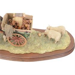 Two Border Fine Arts figure groups, comprising Coming Home, no JH9A by Judy Boyt and Supplementary Feeding, no JH57, both on wooden bases