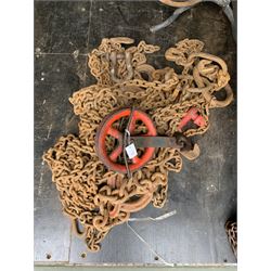 Steel chains and pulleys - THIS LOT IS TO BE COLLECTED BY APPOINTMENT FROM DUGGLEBY STORAGE, GREAT HILL, EASTFIELD, SCARBOROUGH, YO11 3TX