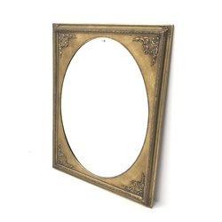  Oval wall mirror in rectangular gilt frame, W92cm, H118cm  