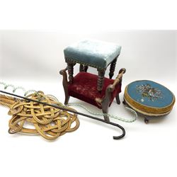 Victorian beadwork footstool with two ot