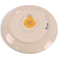 Tony Morris (British 1942-2018) for Poole Pottery: Studio pottery bowl of shallow circular form, thrown by Alan White, glazed and decorated by Tony Morris, impressed and painted marks to base, printed and painted marks beneath D35.5cm