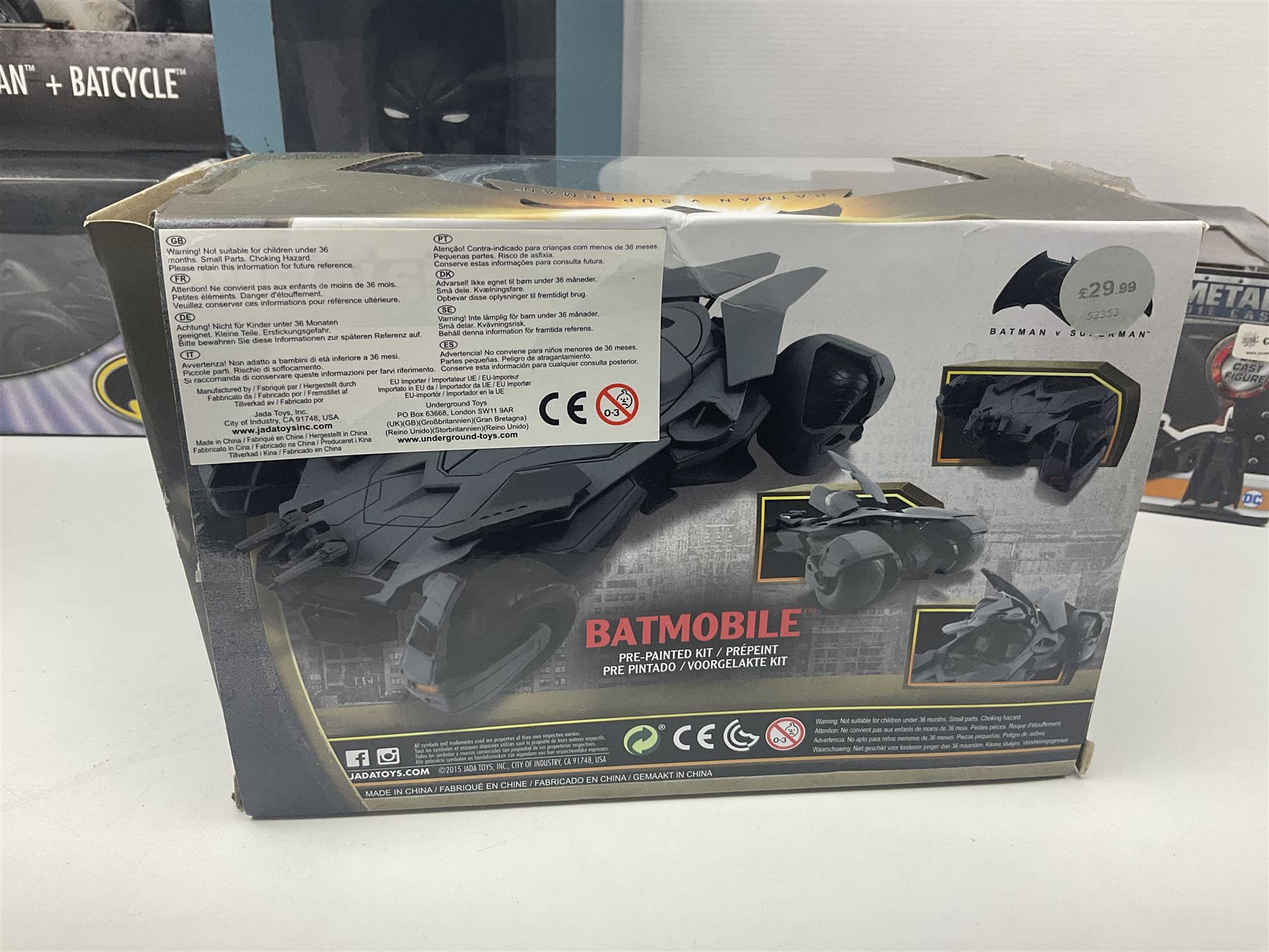 Eaglemoss Batman Universe Collector’s Bust ‘Rebirth Cowl’ with ten further Batman boxed and loose vehicles, figures and collectables to include Metals Die-Cast, Mattel, Hot Wheels etc, in two boxes