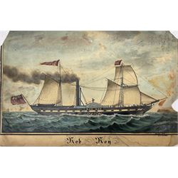 Broder Heinrich Hansen (German c.1811-1851): 'Rob Roy' Ship's Portrait, watercolour signed titled and dated 1844 Hamburg 24cm x 35cm (unframed)