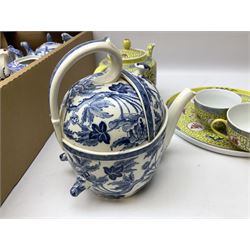 Collection of ceramics, to include Wedgwood SYP (Simple Yet Perfect) teapot decorated in peony design, Spode teacup, Coalport covered trinket dish willow pattern, meat dish, Imari teapot and coffee pot etc, in two boxes