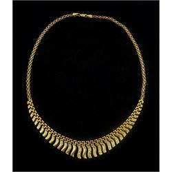 9ct gold fringe design necklace hallmarked, approx 11.85gm