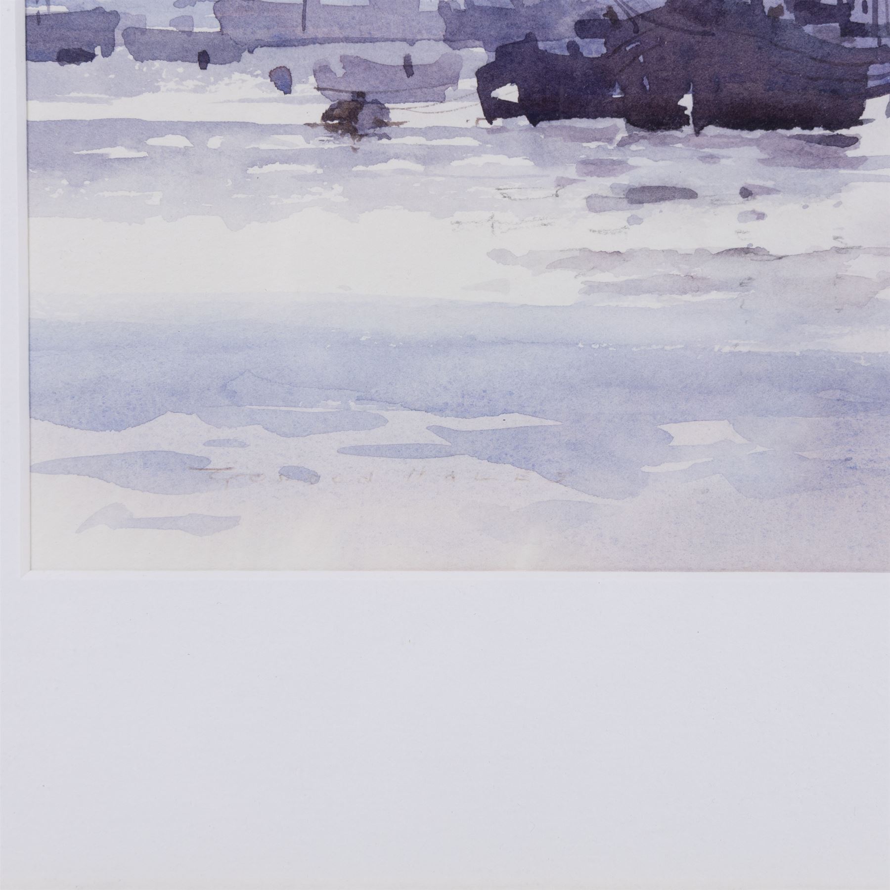 Gordon Hales (British 1916-1997): 'Tall Ships in the Upper Pool', watercolour signed, titled on label verso 32cm x 48cm 