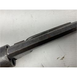 Mid-19th century Smith London .36 cal. transitional five-shot percussion revolver, the 12cm rifled octagonal barrel with side loading lever, side safety, some engraved decoration and chequered two-piece grip L28cm overall