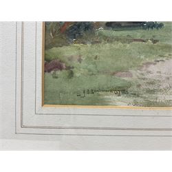 John Sanderson Wells (British 1872-1955): Upland Landscape, watercolour signed 32cm x 46cm