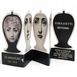 Piero Fornasetti 'Buona notte' covered jar in black and white, each side depicting two expressions of Lina Cavalieri, printed marks to base, 