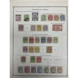 Transvaal stamps, including First Republic 1869-77, Queen Victoria 1878 values from halfpenny to two shillings, King Edward VII 1902 values from halfpenny to sixpence etc, housed on pages