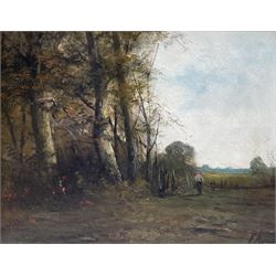 English School (early 20th century): Edge of the Woods, oil on canvas indistinctly signed 31cm x 40cm