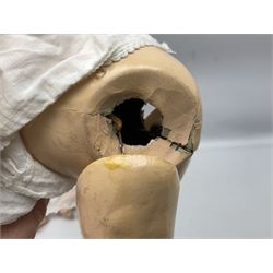 Heubach Koppelsdorf Germany bisque head doll with applied hair, sleeping eyes, open mouth with teeth and composition body with jointed limbs; marked 'Heubach Koppelsdorf 342.6/0 Germany' H34cm; Armand Marseille bisque head baby doll with moulded hair, sleeping eyes, open mouth and composition body with jointed limbs; marked 'A.M. Germany 351./8.K.; and BND London all composition doll (3)