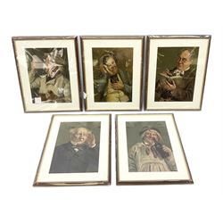 A series of five Pears character prints depicting a personification of the senses, including 'Feeling', 'Smelling', 'Hearing', 'Tasting' and 'Seeing', depicting gentlemen of various occupations, offset lithographic prints 28cm x 20cm (5)