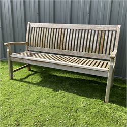 Teak three seater garden bench  - THIS LOT IS TO BE COLLECTED BY APPOINTMENT FROM DUGGLEBY STORAGE, GREAT HILL, EASTFIELD, SCARBOROUGH, YO11 3TX