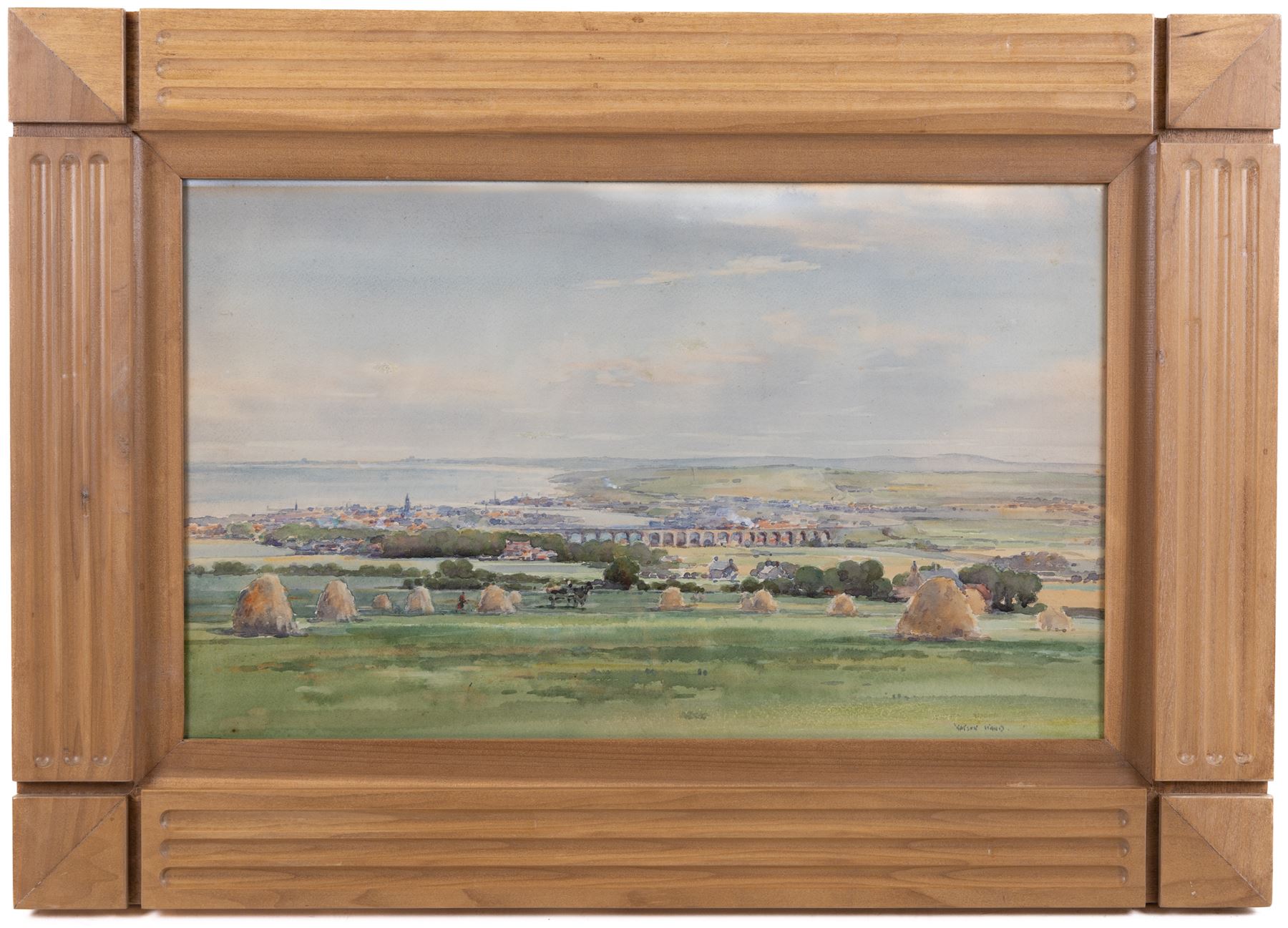 Frank Watson Wood (British 1862-1953): Berwick-upon-Tweed from Halidon Hill, watercolour signed 31cm x 52cm