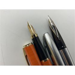 Group of Sheaffer fountain and ball point pens, to include three boxed duos