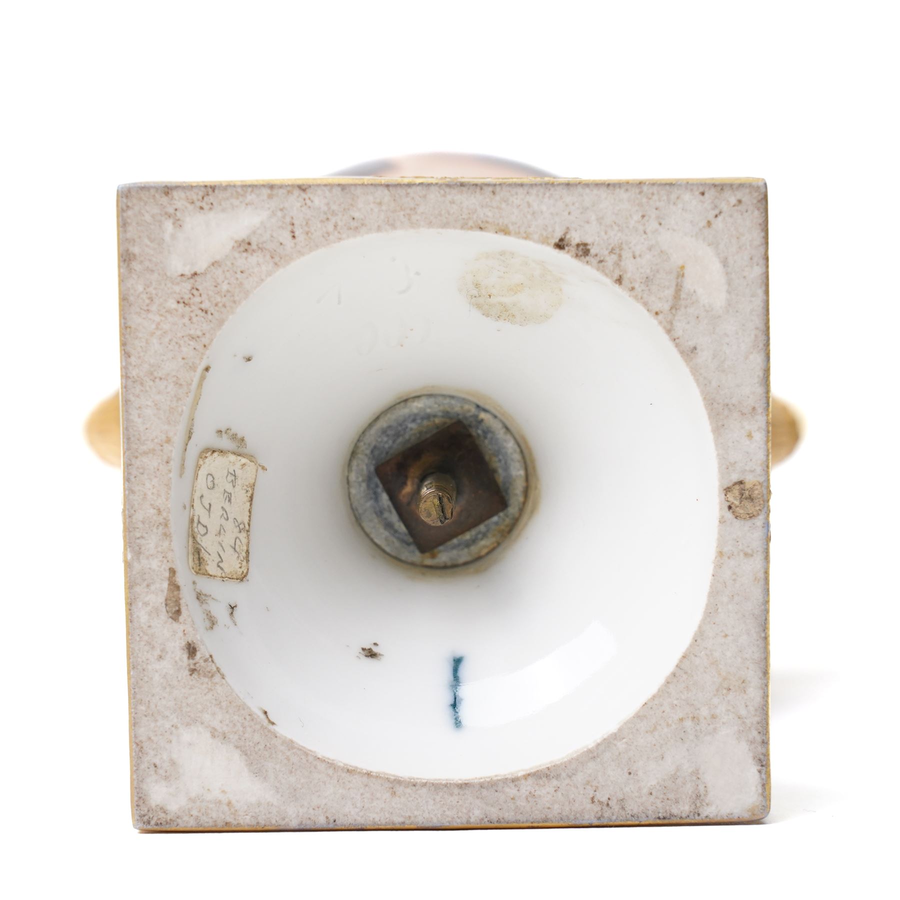 19th century Berlin porcelain urn, with twin gilt volute handles, painted with a portrait bust on cobalt blue ground and decorated profusely in gilt with classical motifs, indistinctly signed, with blue sceptre mark to base, H15cm