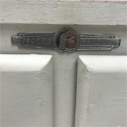 1950s/60s Fleetways painted kitchen cabinet, two drawers above two cupboards, W76cm, H89cm, D46cm