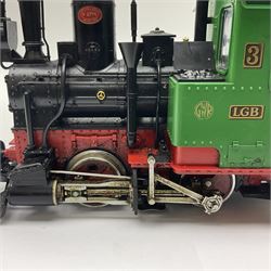 LGB (Lehmann Gross Bahn) G scale, gauge 1 0-4-0 tank locomotive, no 2774, in green, red and black livery, unboxed