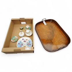 Walnut two handled tray, together with various continental porcelain items including Meiss...