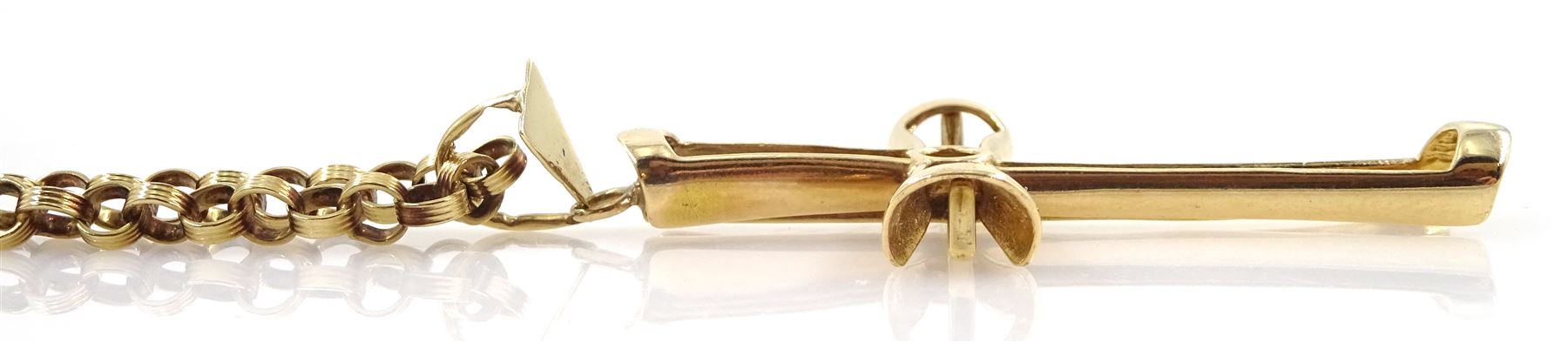 9ct gold cross pendant on 9ct gold belcher link necklace, hallmarked, approx 16.55gm
